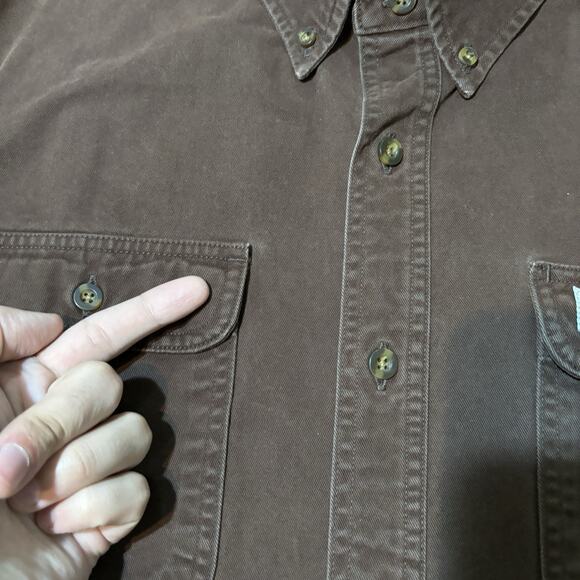 Carhartt Shirt Mens Medium Brown Oakman Twill Long Sleeve Button S09 Vintage - Picture 3 of 14